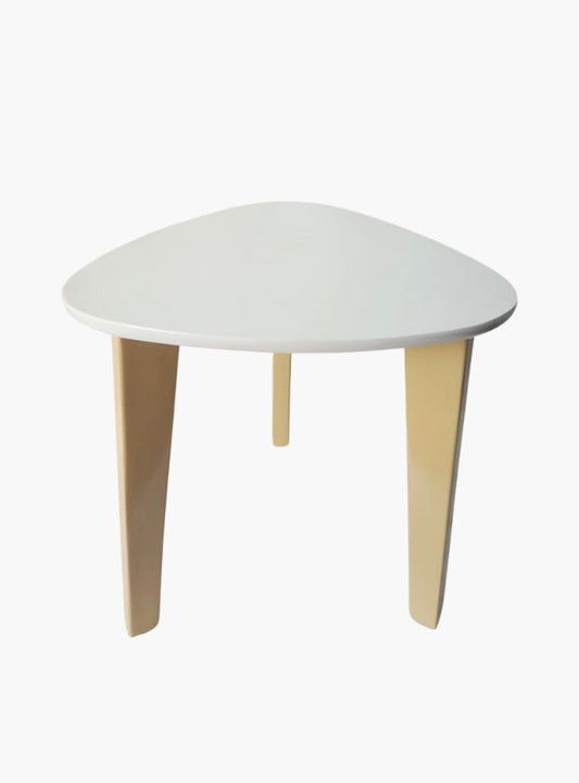 Egg-shaped Side table with wood legs 45cm x 45cm