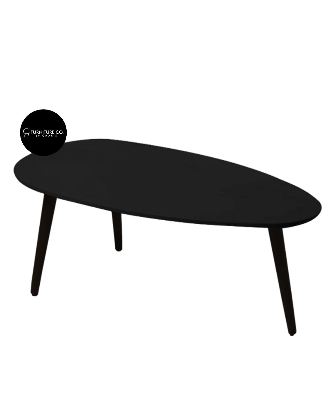 Egg-shaped Coffee table Gloss Black with black legs