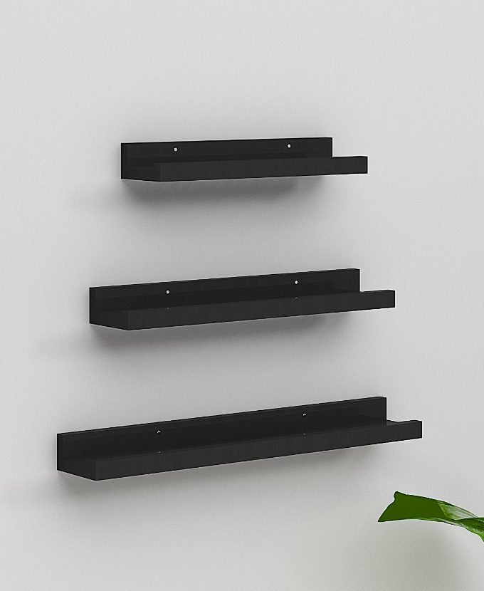 Set of 3 Black Floating Shelves