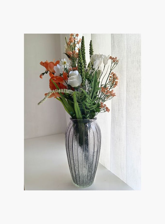 Bubble-Fluted glass vase grey