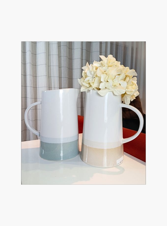 Two-toned ceramic pitcher vase