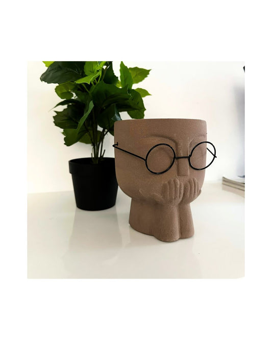 Empty Glass Face Planter