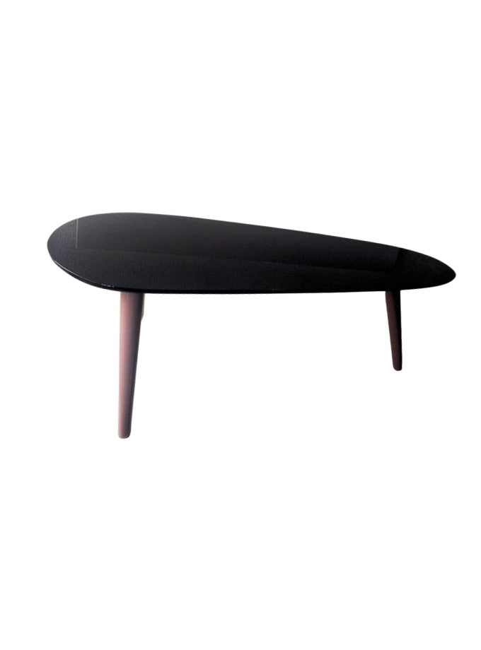 Egg-shaped Coffee table Gloss Black with wood legs