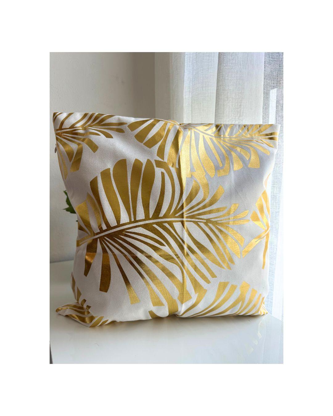 Leaf Foil Print Pillow (43cm x 43cm)