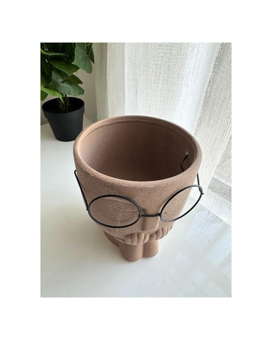 Man Glass Face Planter