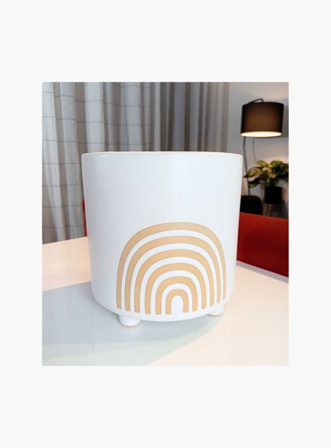 Rainbow pattern ceramic planter