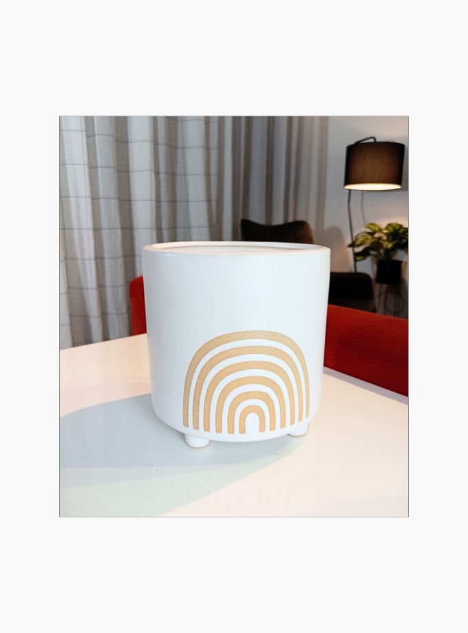 Rainbow pattern ceramic planter