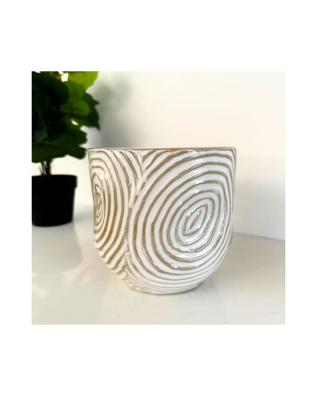 Wave Ceramic Planter Ochre
