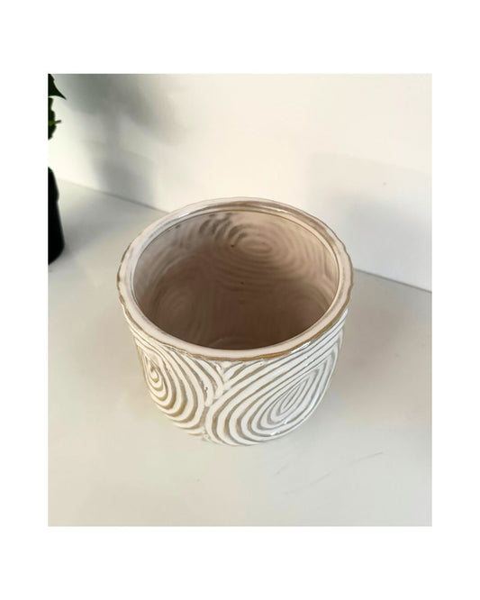 Wave Ceramic Planter Ochre
