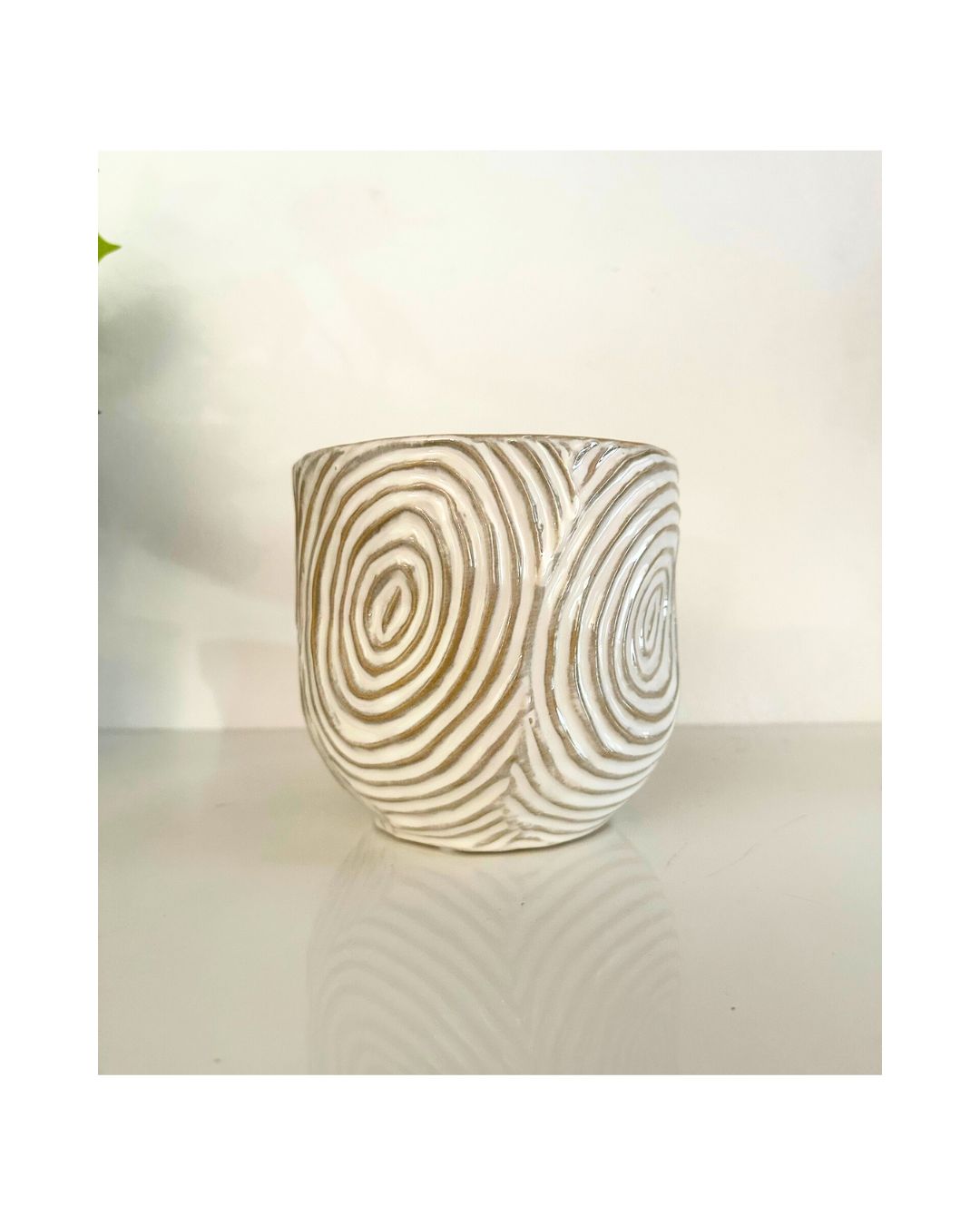Wave Ceramic Planter Ochre