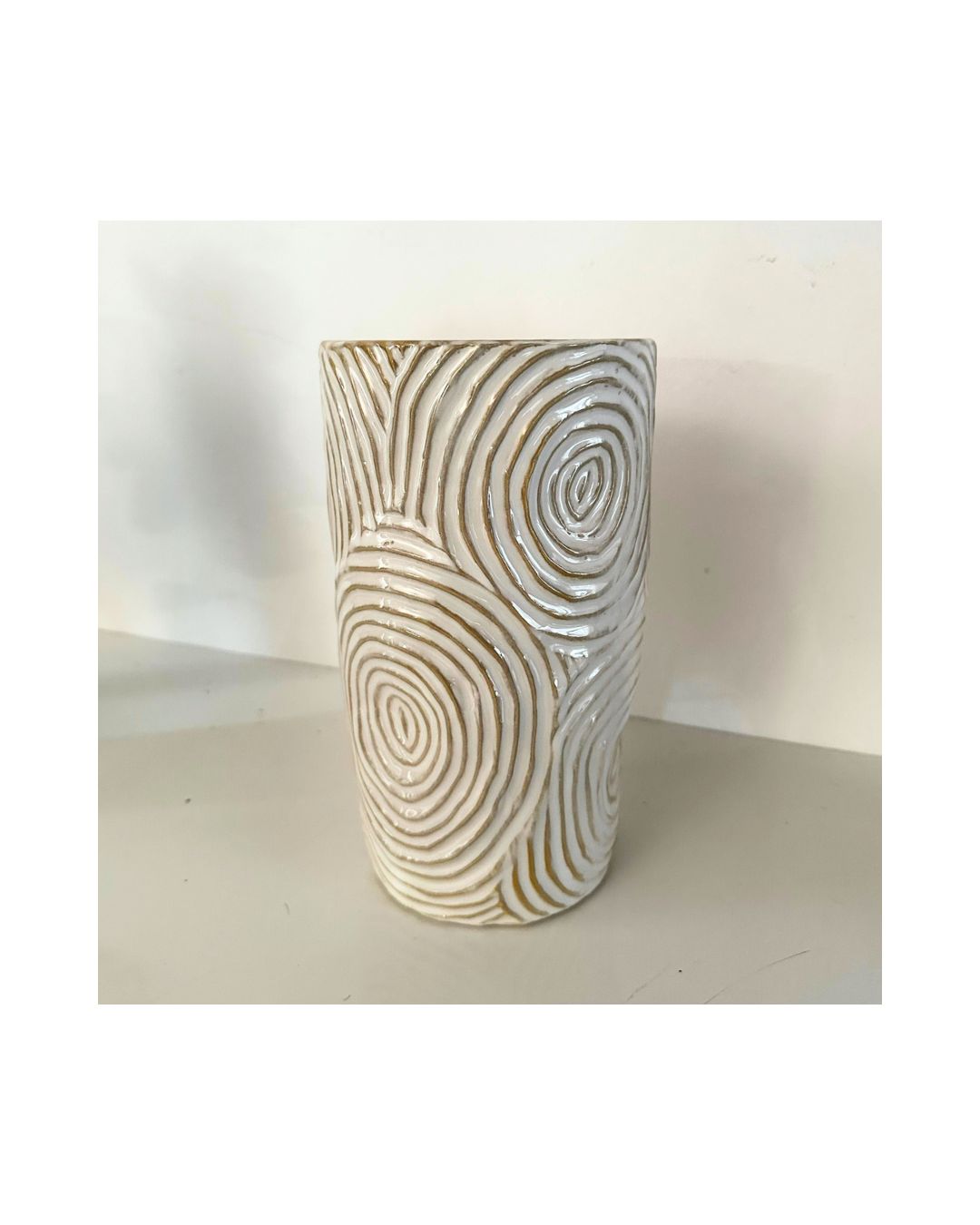 Wave Ceramic Vase Ochre