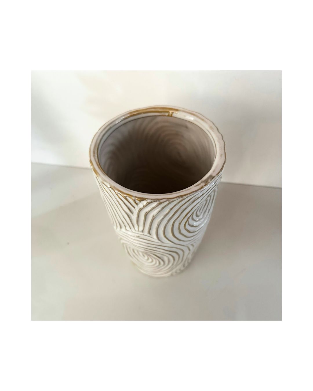 Wave Ceramic Vase Ochre