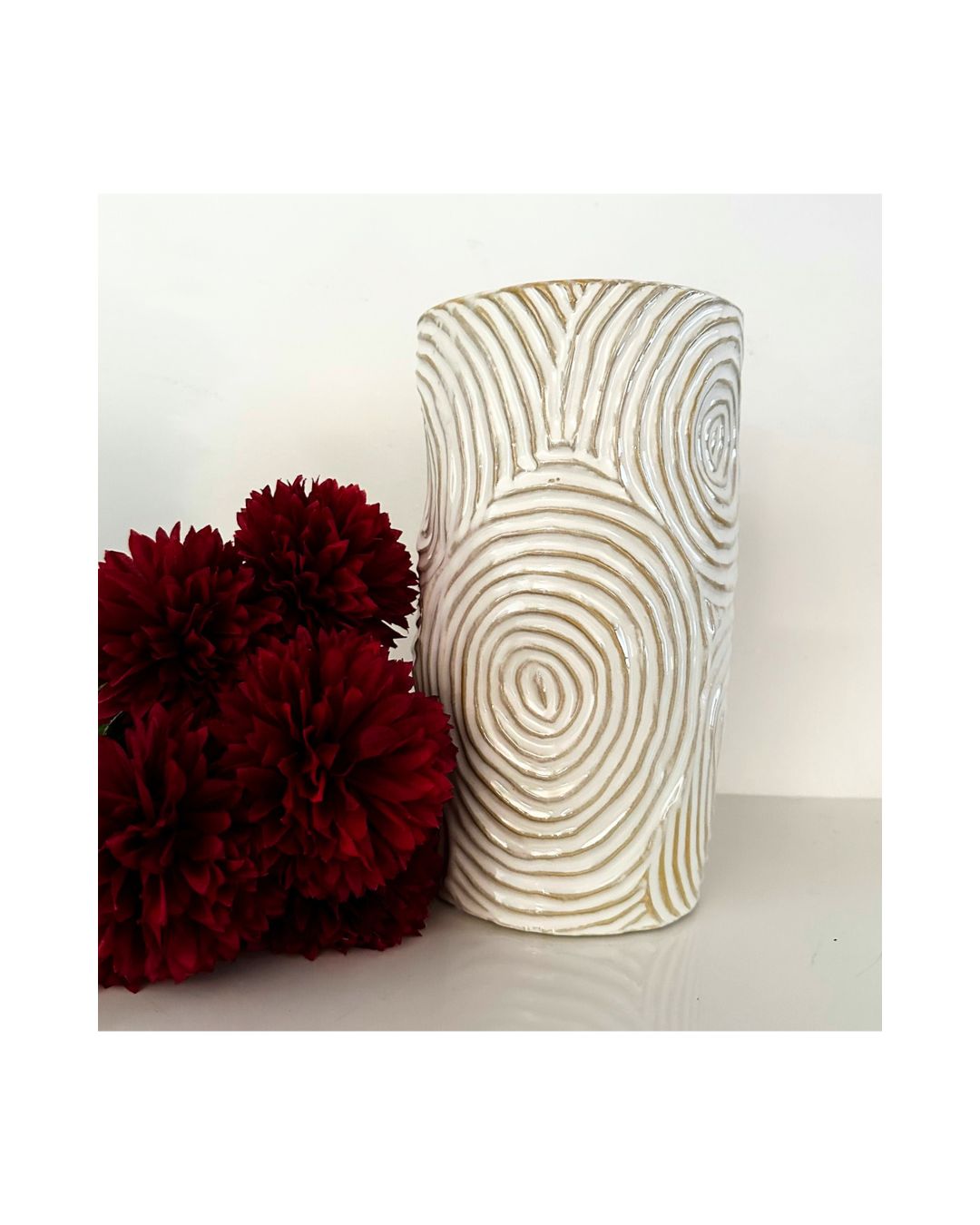 Wave Ceramic Vase Ochre