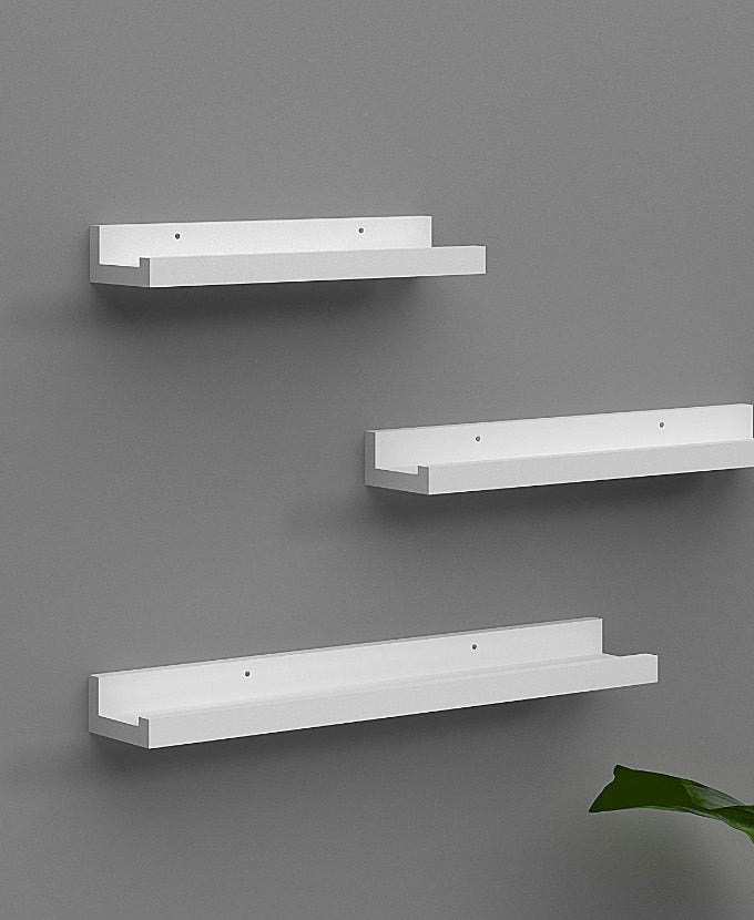 Set of 3 White Floating Shelves