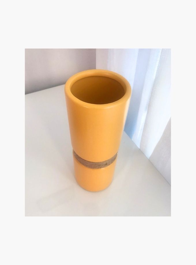 Yellow vase with rope detail