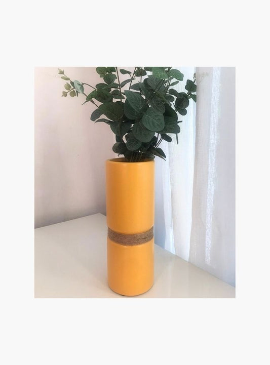 Yellow vase with rope detail