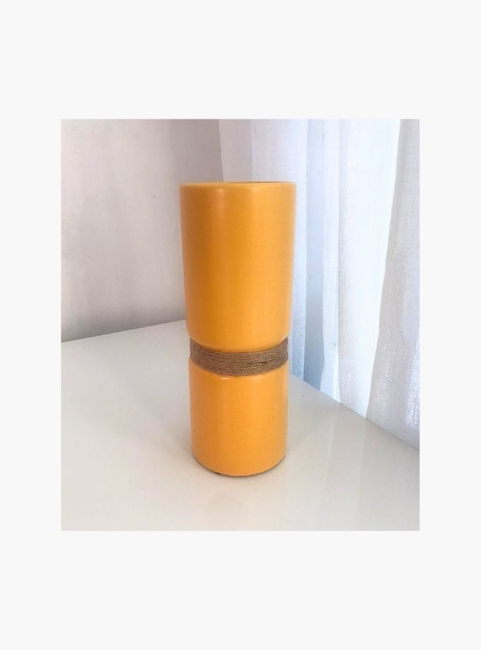 Yellow vase with rope detail