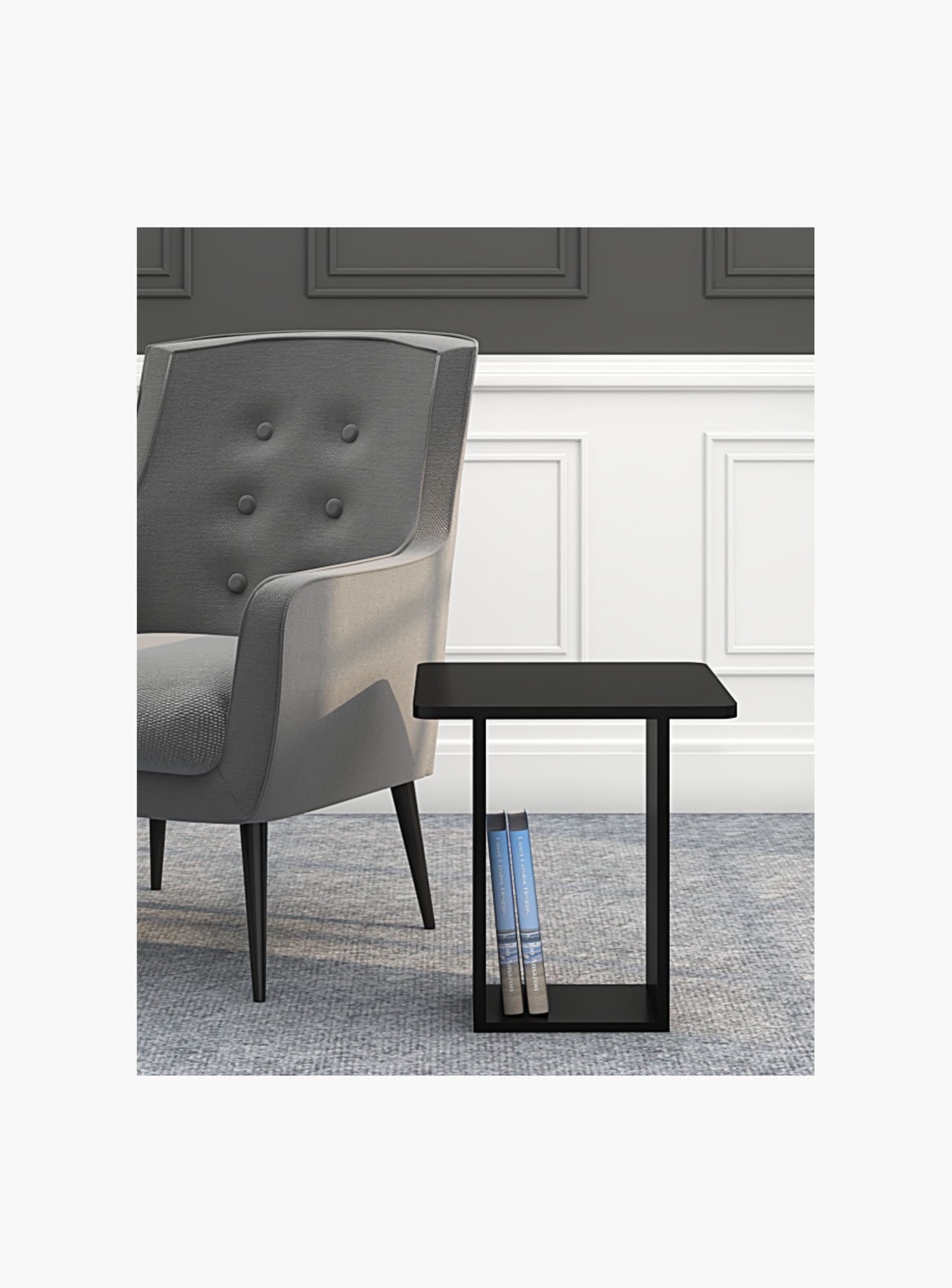 Matt black Geo side table square