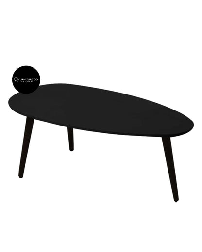 Egg-shaped Coffee table Gloss Black with black legs