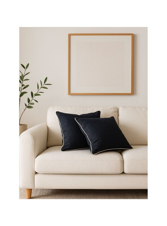 Black and Cream Textured Pillow (45cm x 45cm)