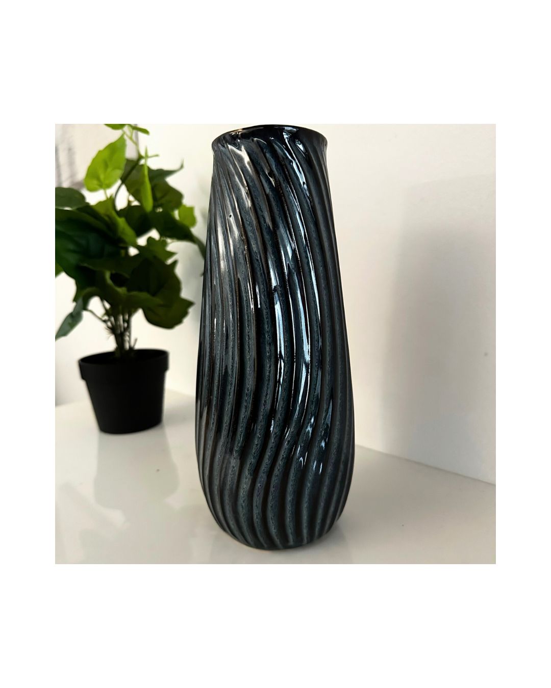 Swirl Ceramic Vase Blue