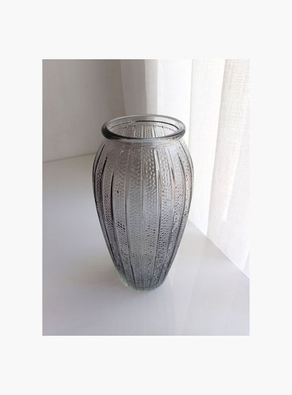 Bubble-Fluted glass vase grey