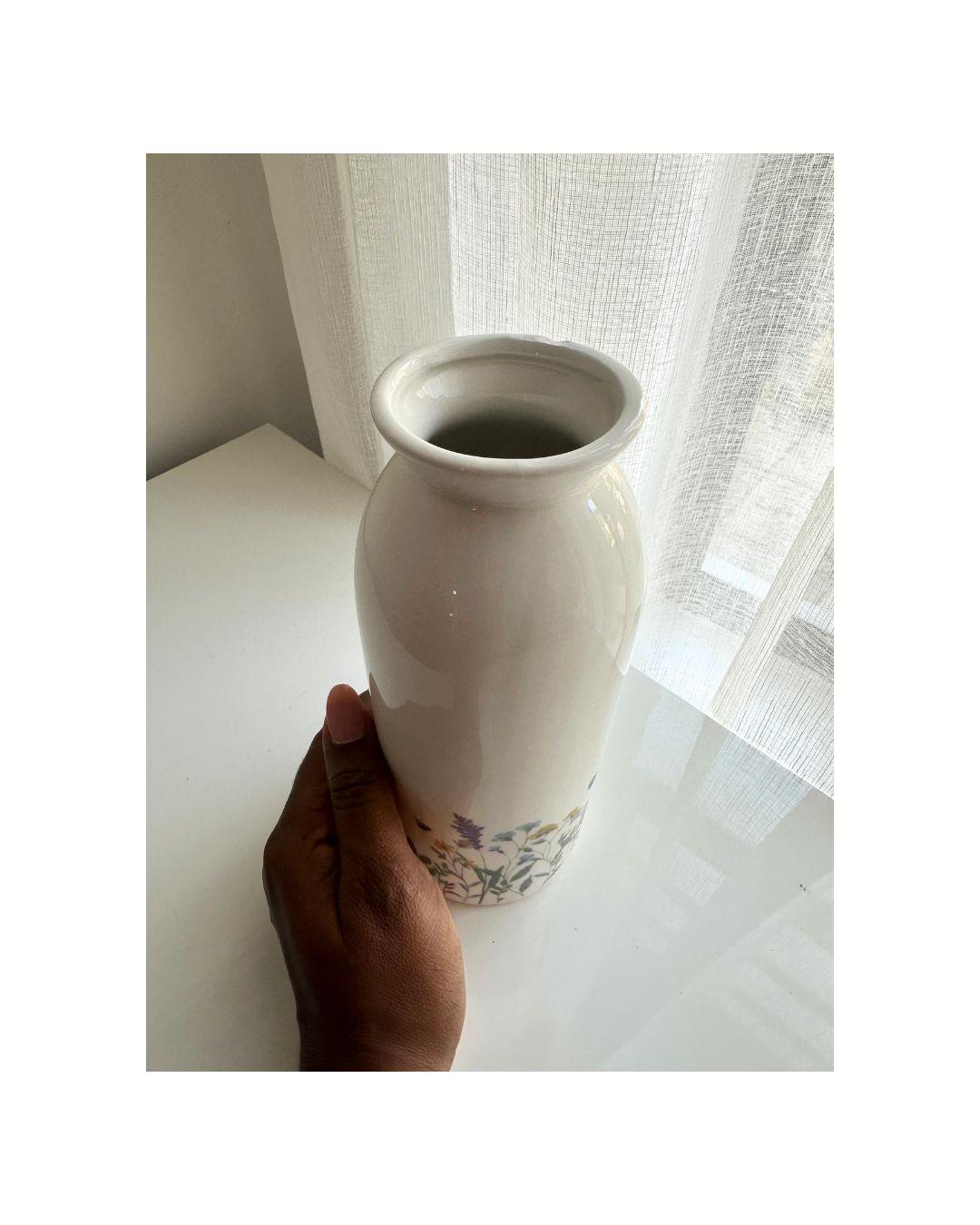 Floral Print Ceramic Vase