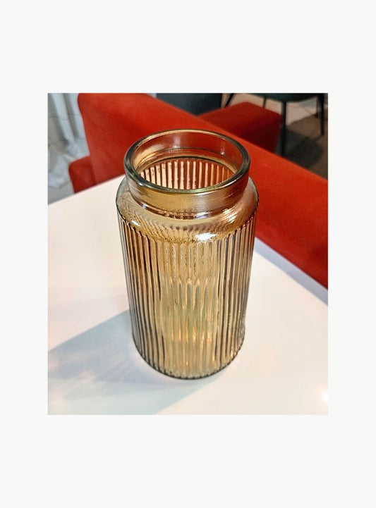 Bronze glass ribbed vase