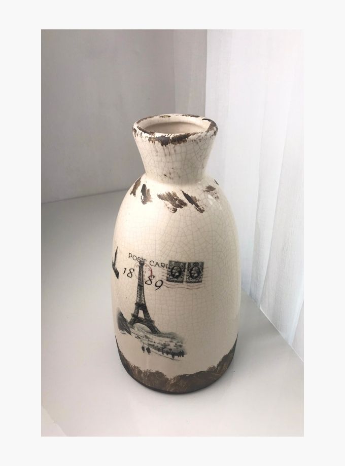 Glazed Retro Paris vase