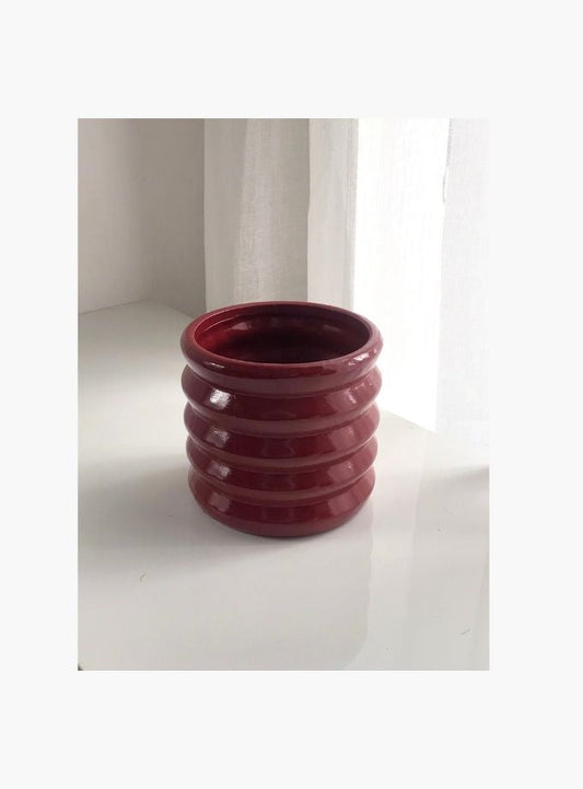 Glazed ceramic planter red