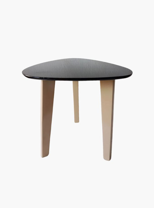 Egg-shaped Side table with wood legs 45cm x 45cm