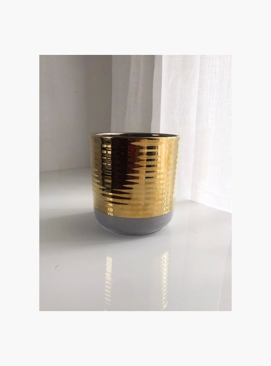 Gold and grey base planter
