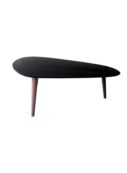 Egg-shaped Coffee table Gloss Black with wood legs