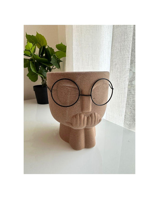 Man Glass Face Planter
