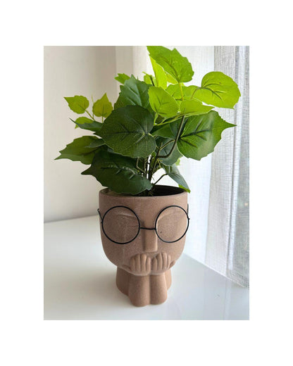 Man Glass Face Planter