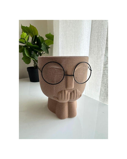 Man Glass Face Planter
