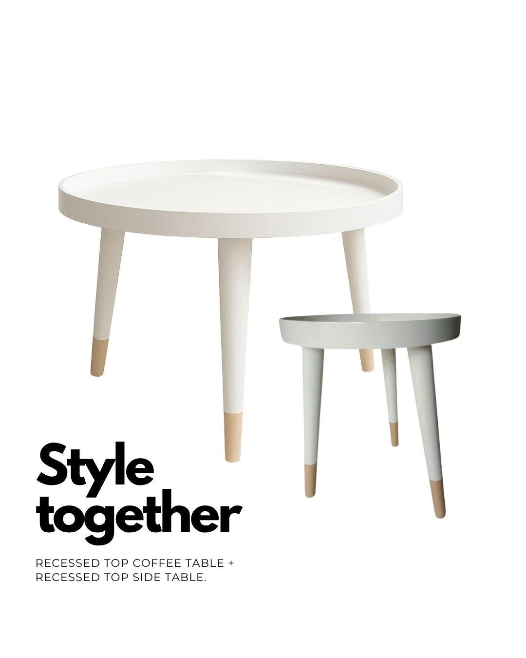 Matt white recessed top coffee table