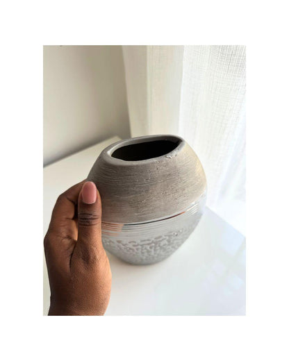 Textured Gunmetal Grey Vase