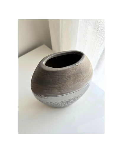Textured Gunmetal Grey Vase