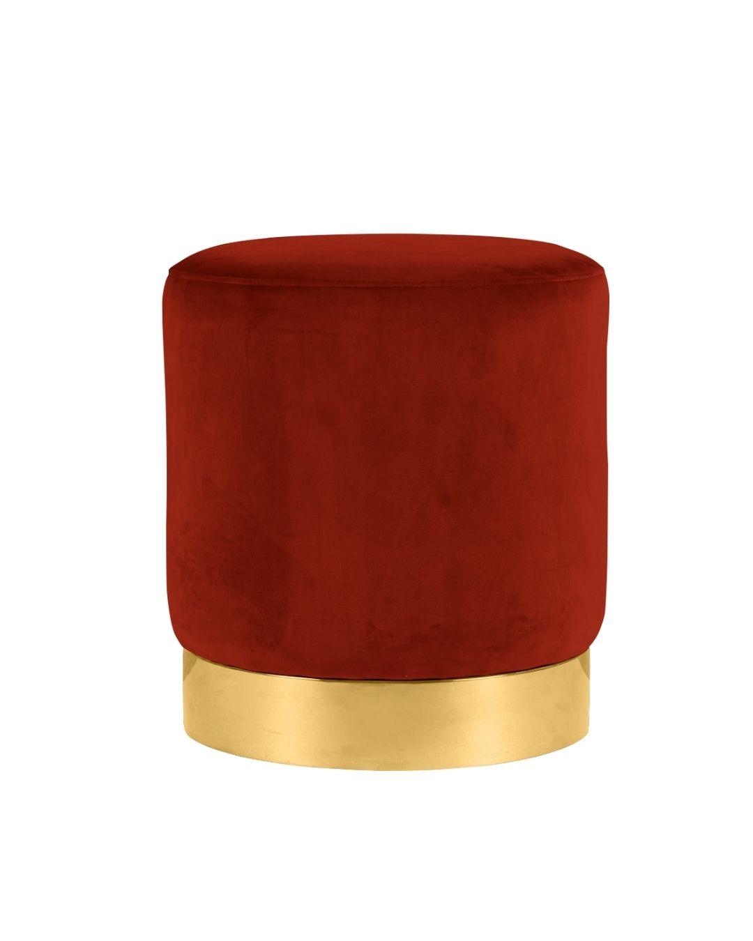 Velvet and Gold Cylinder Ottoman