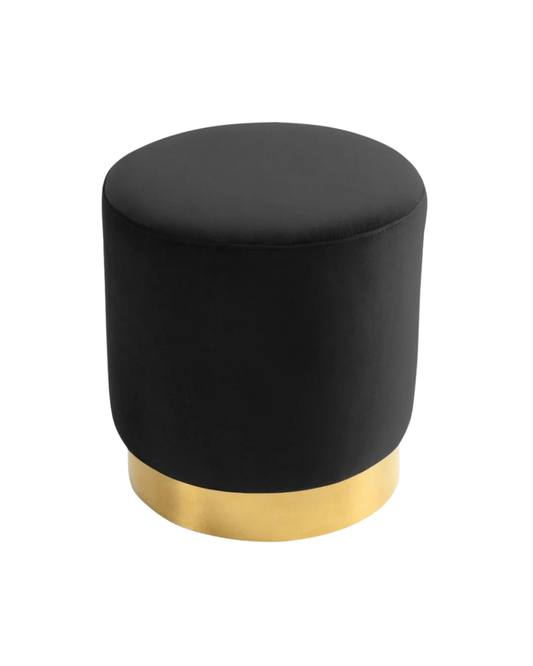 Velvet and Gold Cylinder Ottoman