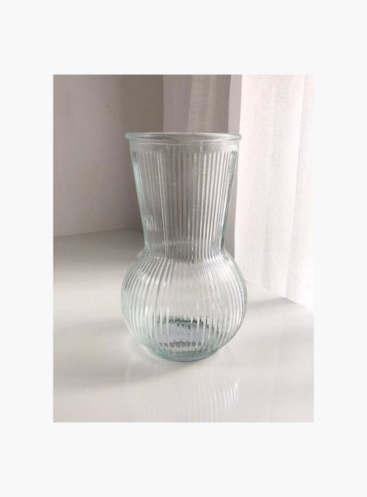 Vintage look ribbed glass vase