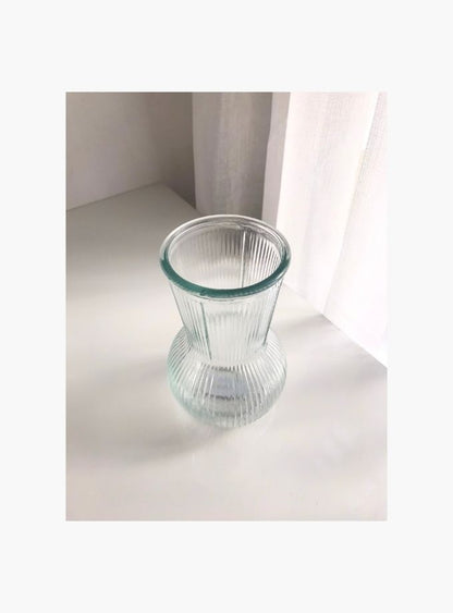 Vintage look ribbed glass vase