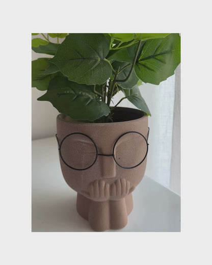 Man Glass Face Planter